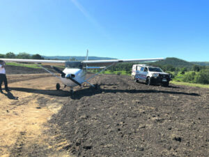 Pilot makes forced landing on earthworks