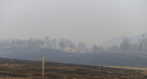 A waterfall of fire, embers and smoke