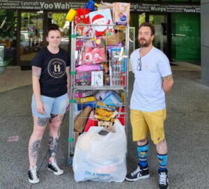 Beauy kid focus in tattoo studio toy drive