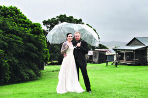 A Romeo and Juliet proposal, rain and a sparkling exit