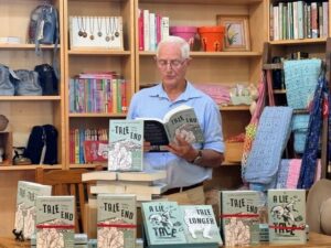 Books fly off the table